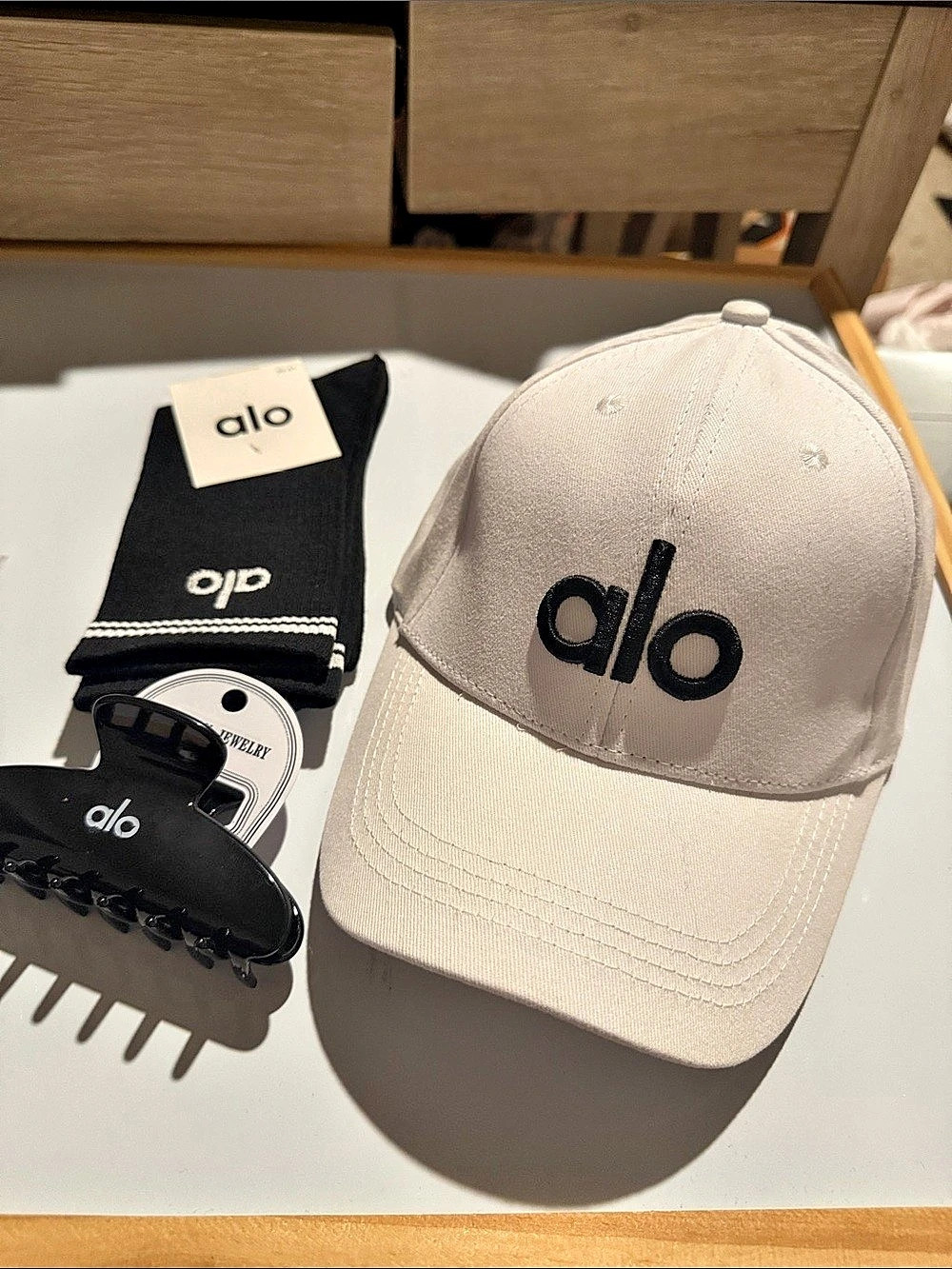 Alo Unisex Logo Baseball Cap in White NWT